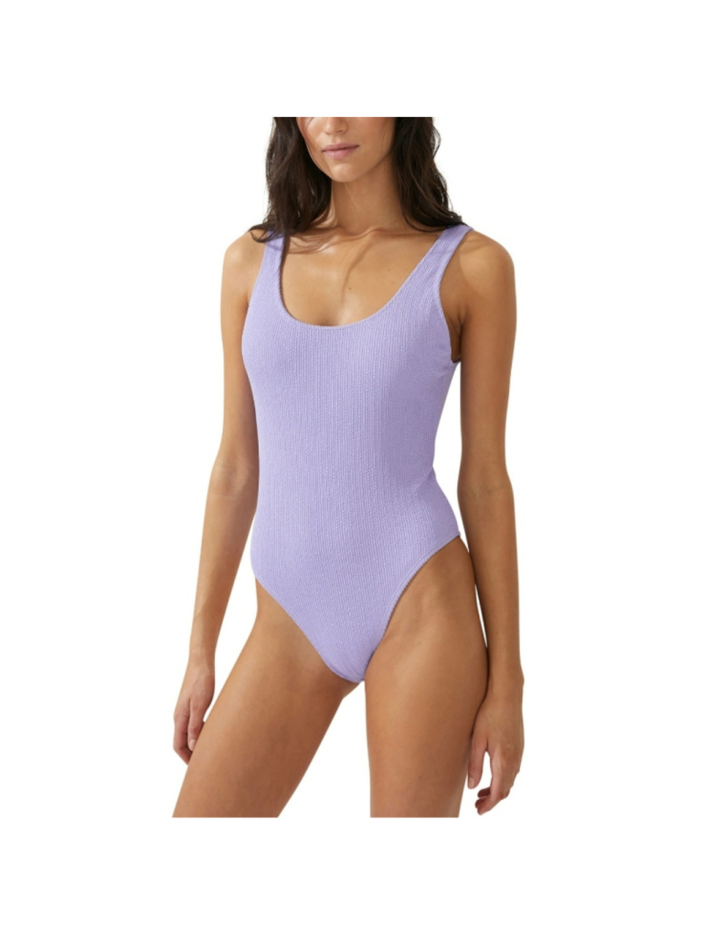 Cotton On Women's Size Medium Purple Low-Back One-Piece Crinkle Swimsuit NWT